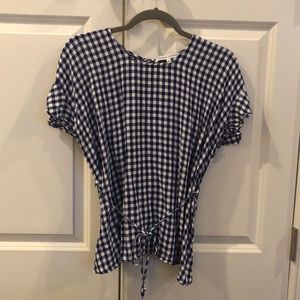 Blue and white checkered top